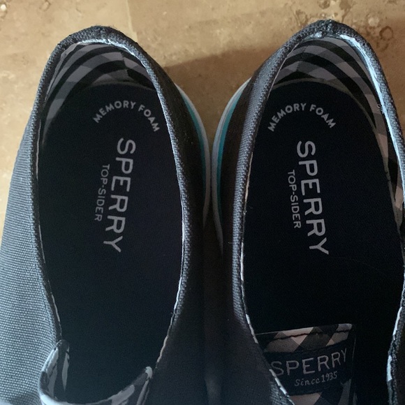 Black Canvas Sperry Tennis Shoes - Picture 5 of 6